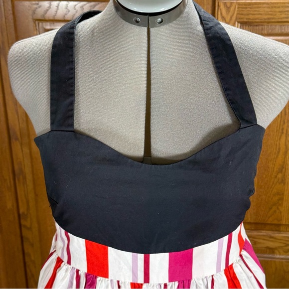 Kate Spade New York Black Halter Striped Midi Dress Size Medium - Picture 3 of 8